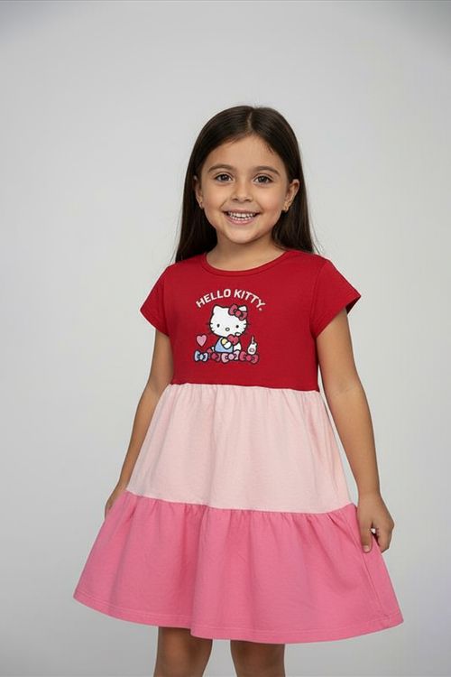 Vestido Hello Kitty Infantil 3 Marias Rosa Caedu (4-10 anos)
