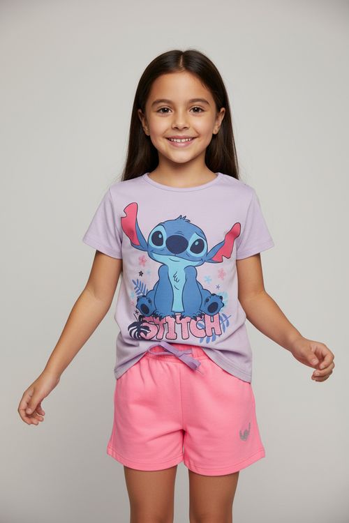 Conjunto Infantil Stitch Lilás e Rosa (4-10 Anos)