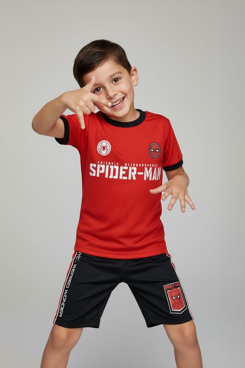 Conjunto Infantil Homem-Aranha Caedu Algodão Vermelho