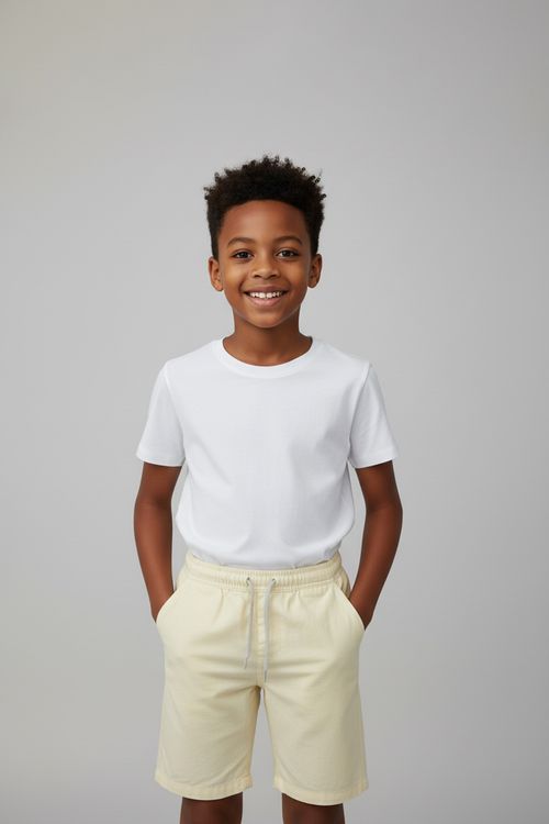 Bermuda Infantil Caedu Sarja Eco Amarelo Claro 10-16 Anos
