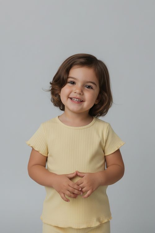 Blusa Infantil Ribana Canelada Amarelo Claro Caedu