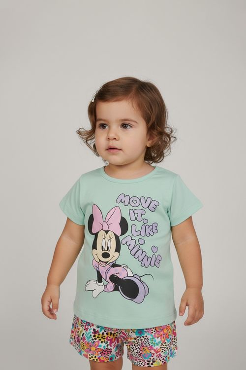 Blusa Infantil Minnie Caedu Verde Aqua Conforto