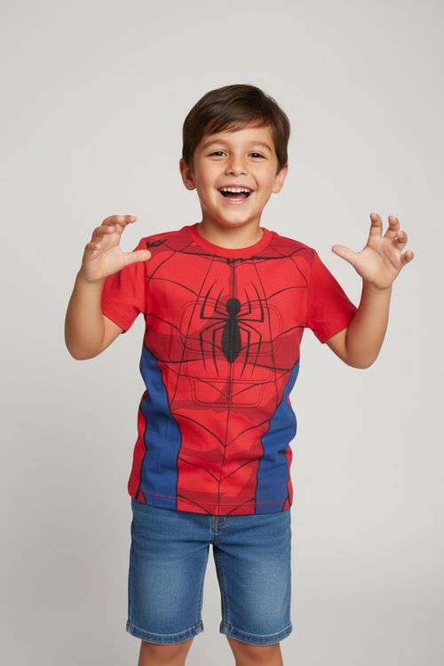 Camiseta Infantil Homem-Aranha Caedu Vermelha 4-8 Anos
