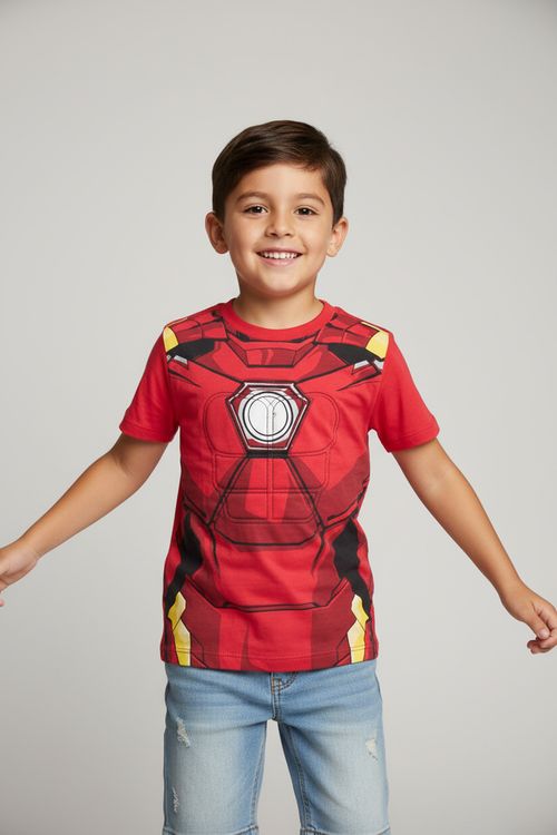 Camiseta Infantil Homem de Ferro Vermelha Caedu (4-8 anos)