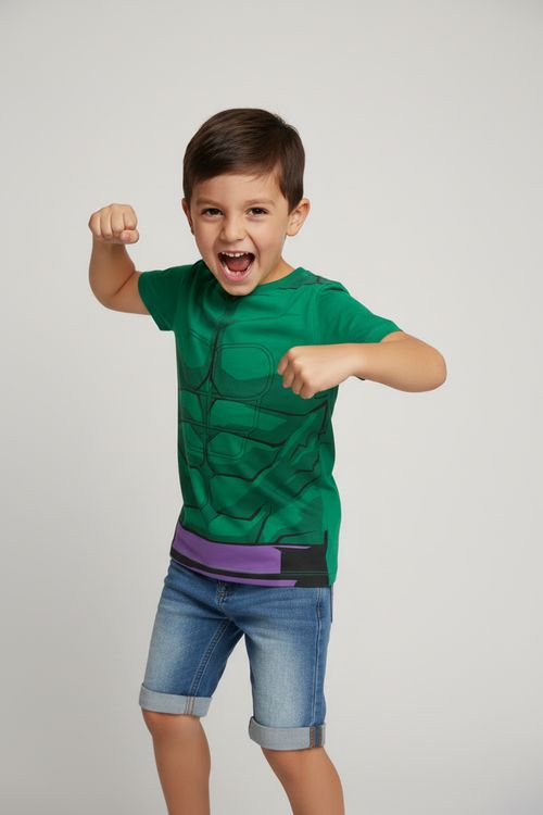 Top Infantil Hulk Verde Caedu Algodão Licenciado 4-8 Anos