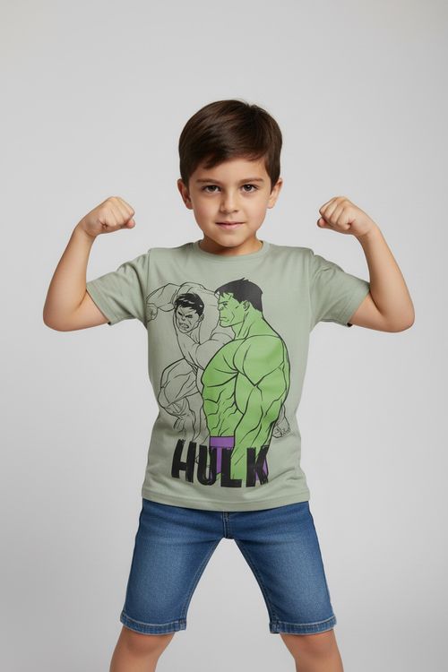 Camiseta Infantil Hulk Verde Caedu - 4 a 8 anos