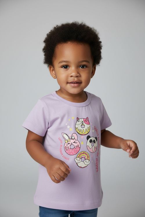Blusa Infantil Caedu Lilás Donuts 1-3 Anos - Conforto Ribana