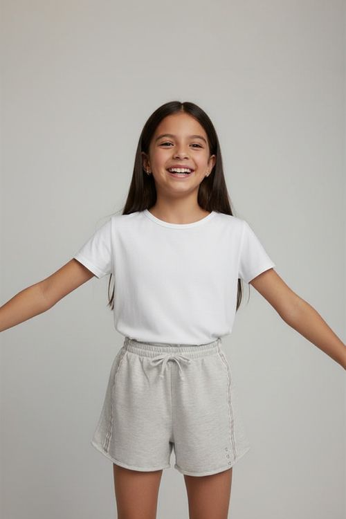 Short Runner Infantil Mescla Cinza 10-16 Anos