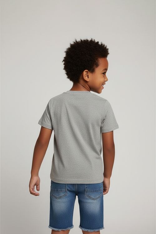 Camiseta Infantil Menino Cinza Mescla Patrulha Canina