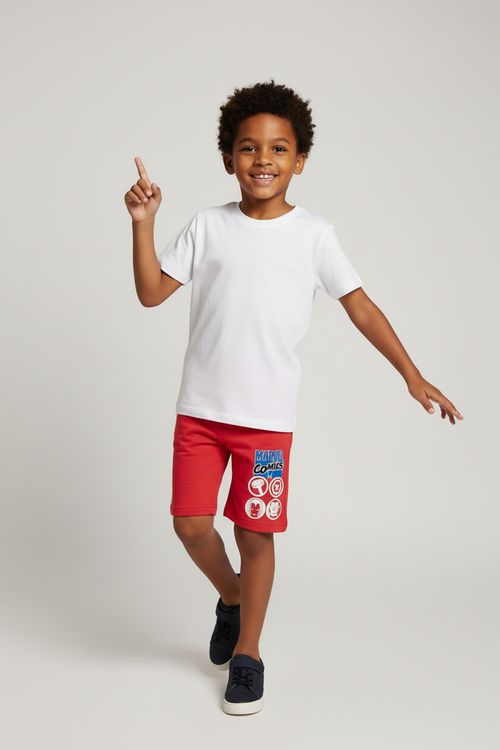 Bermuda Infantil Menino Vermelha 4-8A Marvel Heróis