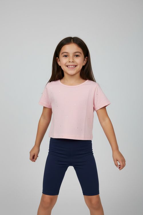 Blusa Infantil Menina Rosa Claro Glitter