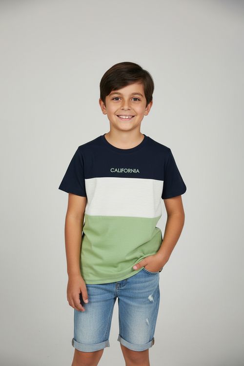 Camiseta Infantil Menino Tricolor 10-16 anos California