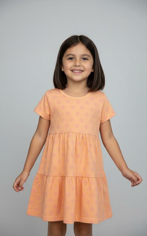 Vestido Infantil Menina Coral 4-8 Anos Estampa Padrões