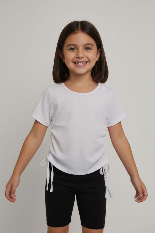 Blusa Infantil Menina Ribana Branca Colissê Laterais
