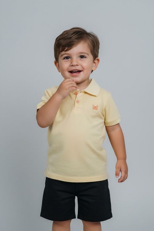 Polo Infantil Menino Amarelo Caranguejo Bordado