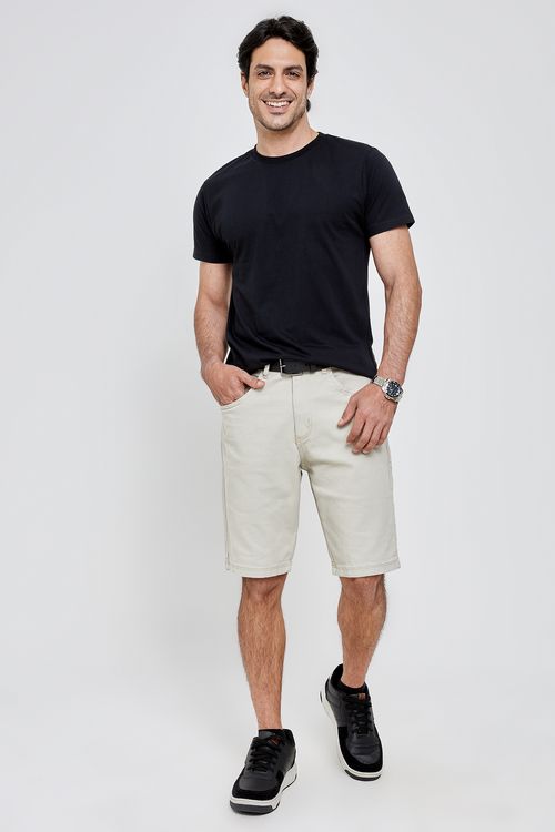 Bermuda Masculina Reta Sarja Areia Bege Claro Caedu