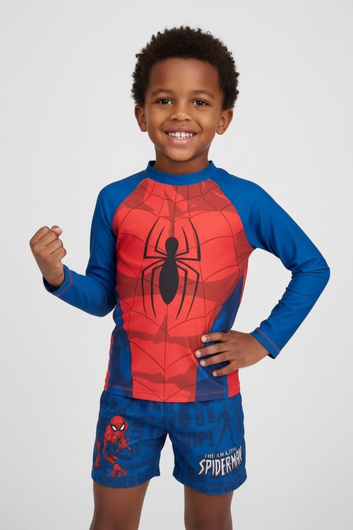 Conjunto Moda Praia Infantil Menino Azul Homem-Aranha