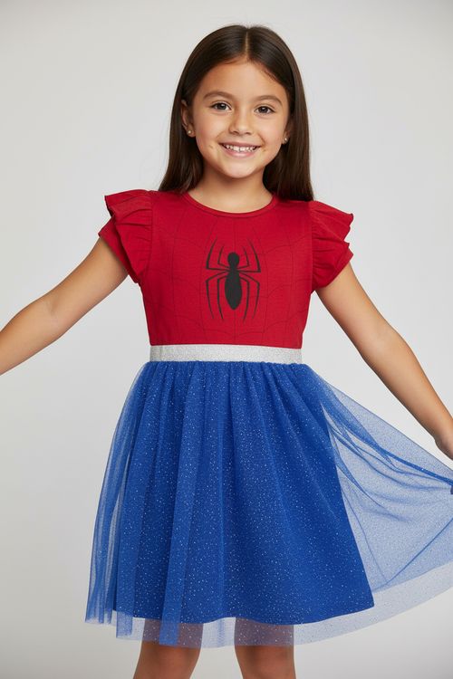 Camisola Infantil Menina Vermelho Azul Homem-Aranha