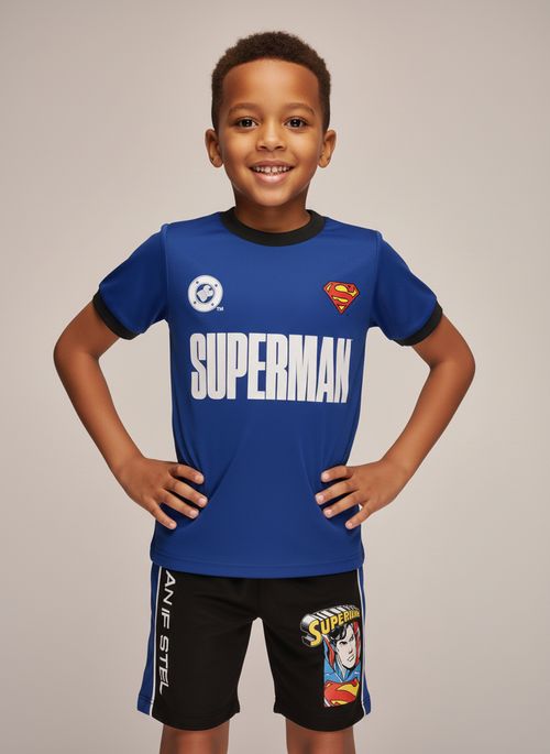 Conjunto Infantil Menino Azul e Preto Superman