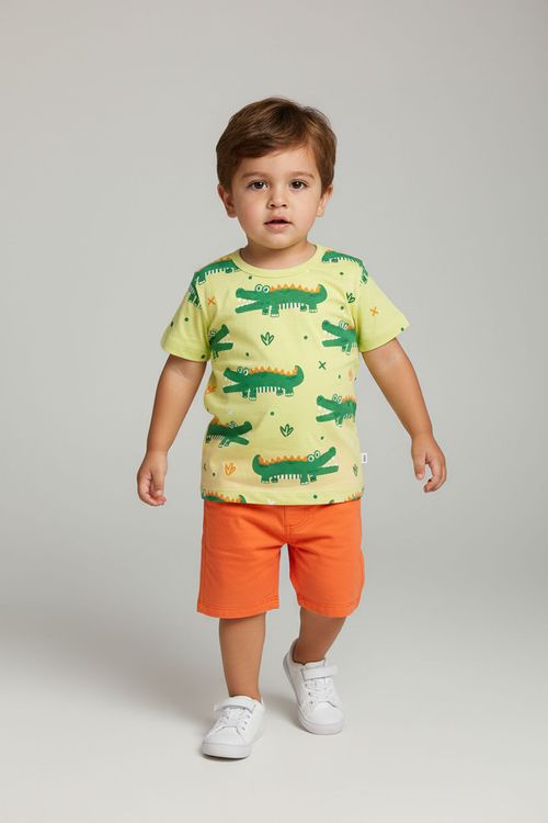 Camiseta Infantil Caedu Jacaré Verde Claro (1-3 Anos)
