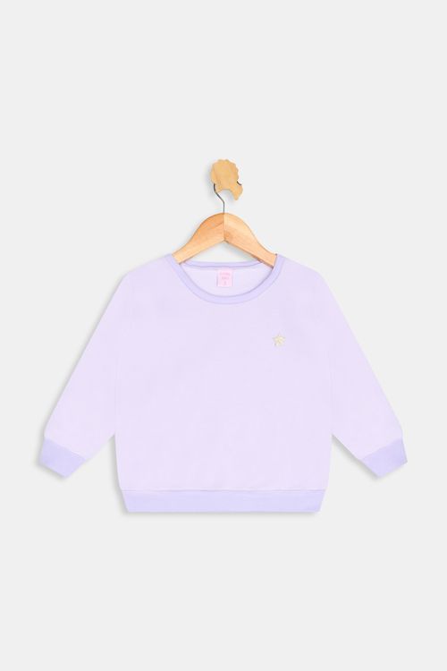 Moletom Infantil Lilás Caedu com Patch Estrela Dourada