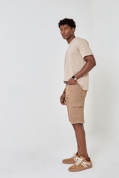 Bermuda Masculina Cargo Sarja Caedu Cáqui
