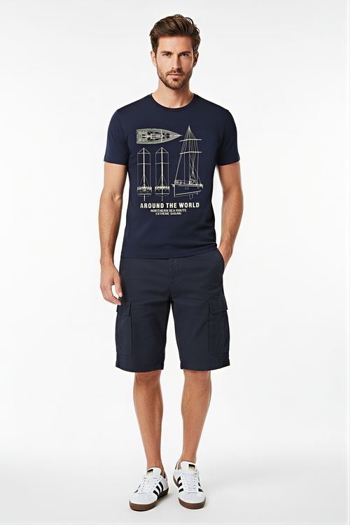 Bermuda Cargo Masculina Caedu Sarja Marinho