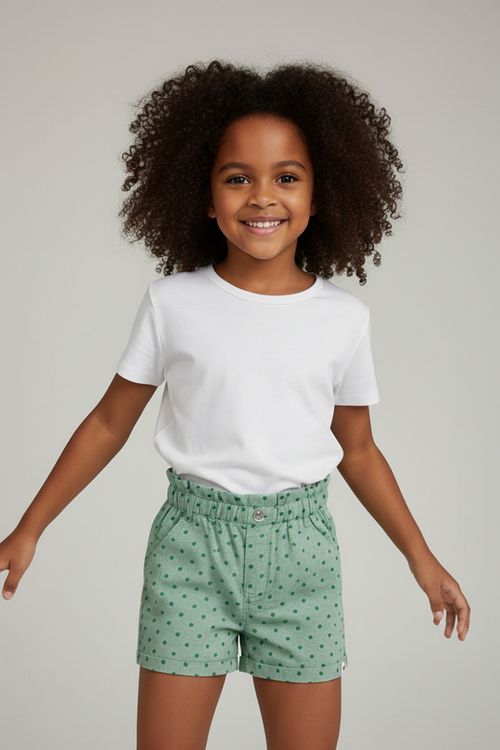 Shorts Infantil Clochard Poá Caedu Verde Claro 10-16