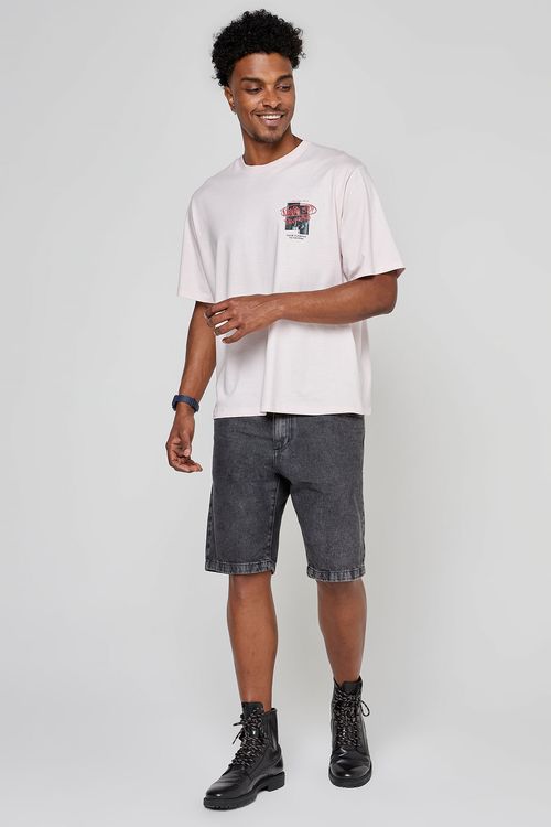 Camiseta Masculina Oversized Rosa Claro 'Never Stop Dreaming'