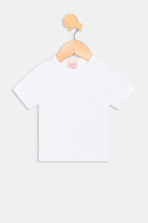Blusa Infantil Caedu Branca Malha Canelada - Conforto