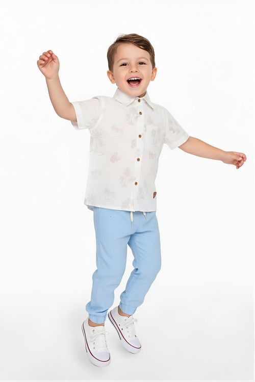 Calca inf1/3nos sarja bege jogger ita199 azul claro