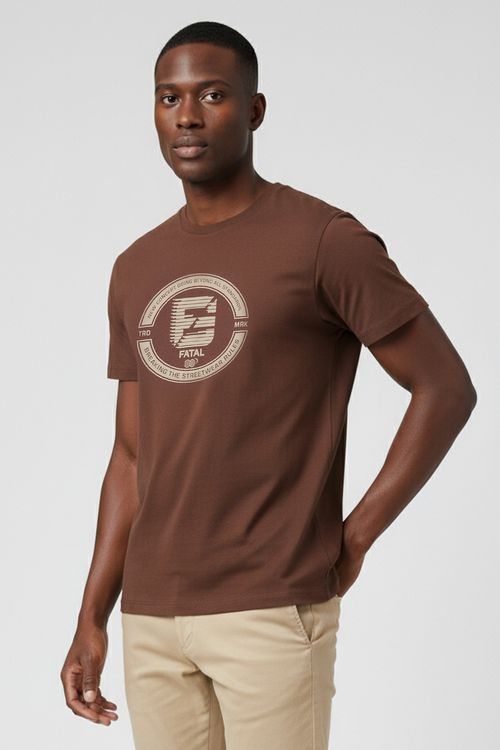 Camiseta masc street fatal mc silk marro marrom medio