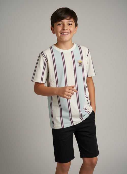 Blusa Infantil Colorida Listrada Vertical Patch 'SUPF CLUB'