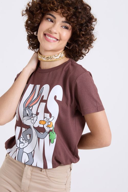 Blusa Feminina Marrom Pernalonga Looney Tunes