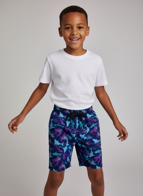 Bermuda Infantil Menino Azuis Roxos Tubarões