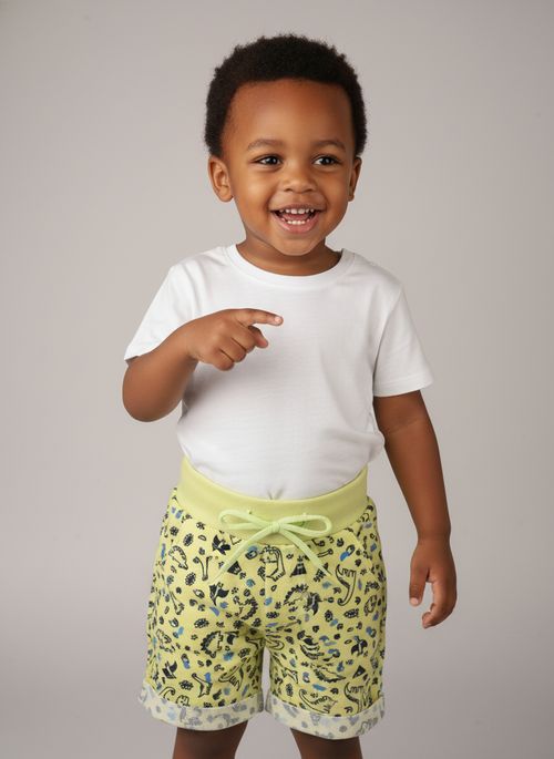 Bermuda Infantil Menino Verde Limão Dinossauros