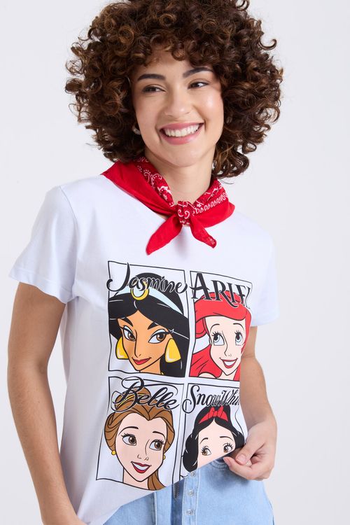 Blusa fem lic promo princesas branco branco