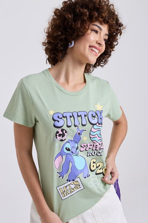 Blusa Feminina Verde Claro Stitch Space Rock