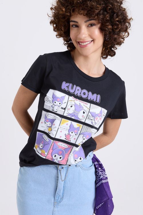 Blusa Feminina Preto Kuromi Comic