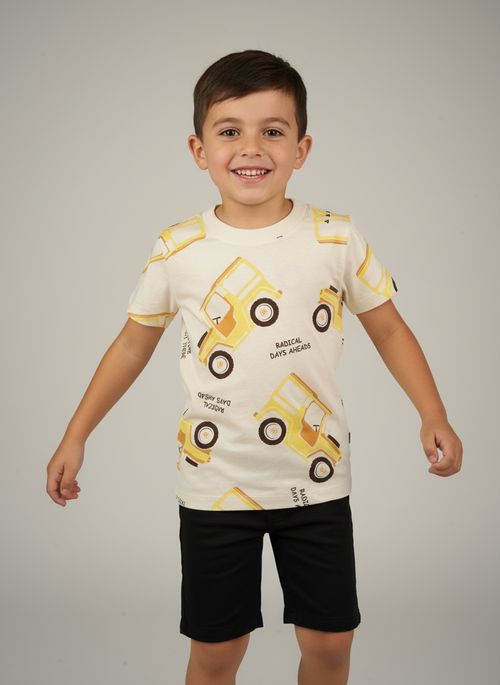 Camiseta Infantil Menino Off White Estampa Jipes Radicais