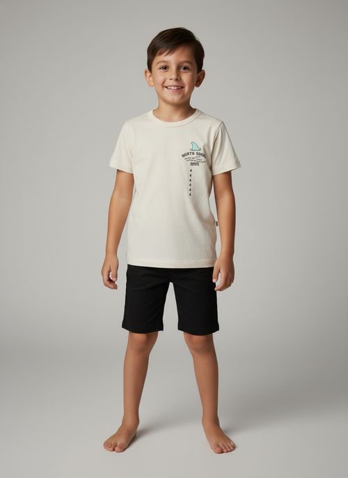 Blusa Infantil Menino Off White Tubarão