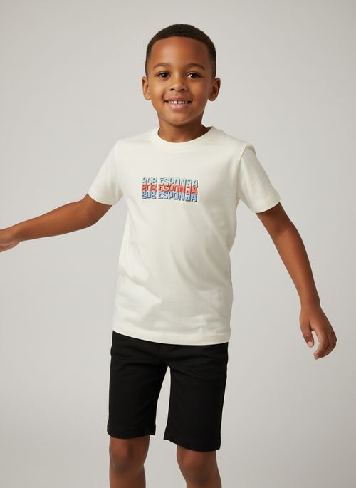 Camiseta Infantil Off White Bob Esponja Efeito 3D