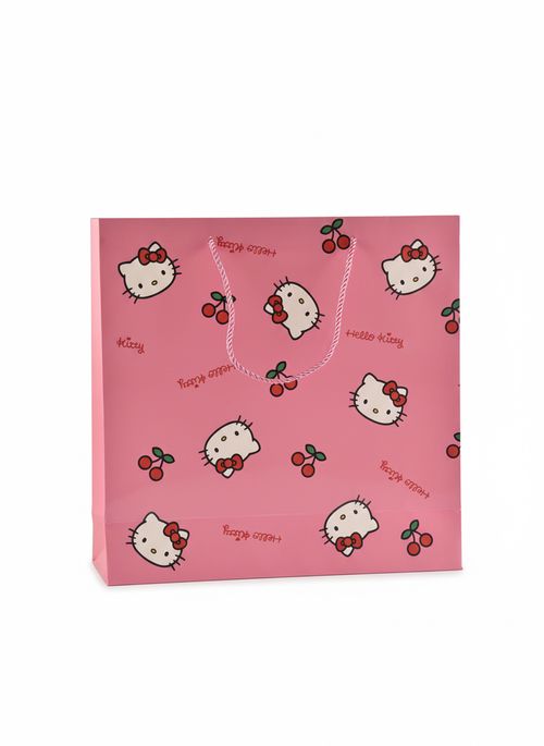 Sacola Infantil Menina Rosa Hello Kitty e Cerejas