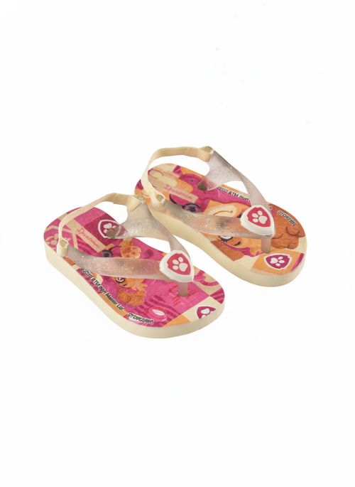 Sandália Infantil Menina Rosa e Bege com Glitter Bebê Skye