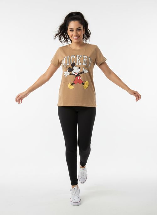 Blusa Feminina Bege Escuro Mickey Mouse Vintage