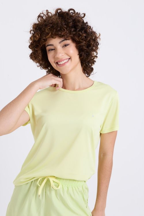Blusa Esportiva Feminina Dry Tech Verde Limão Manga Curta