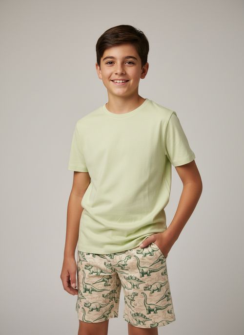 Conjunto Pijama Infantil Menino Verde Limão Dinossauro