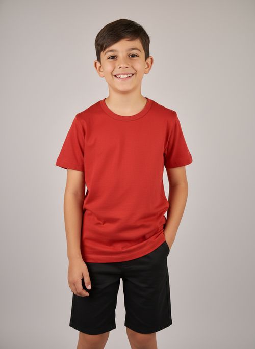 Camiseta Infantil Menino Vermelho Médio Lisa
