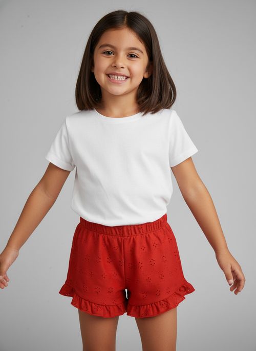 Shorts Infantil Menina Vermelho Laise Babados
