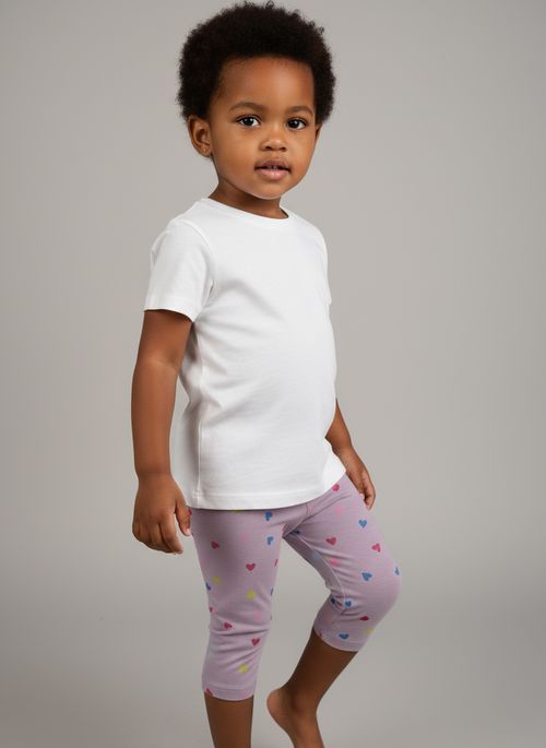 Shorts Ciclista Infantil Menina Lilás Corações Coloridos